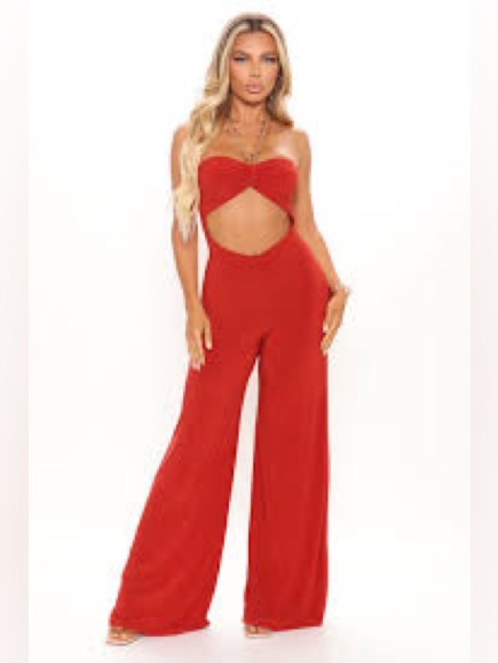 ‼️NWT‼️Fashion Nova Keep It Cute Elegant Rust Jumpsuit with Chain Strap Large